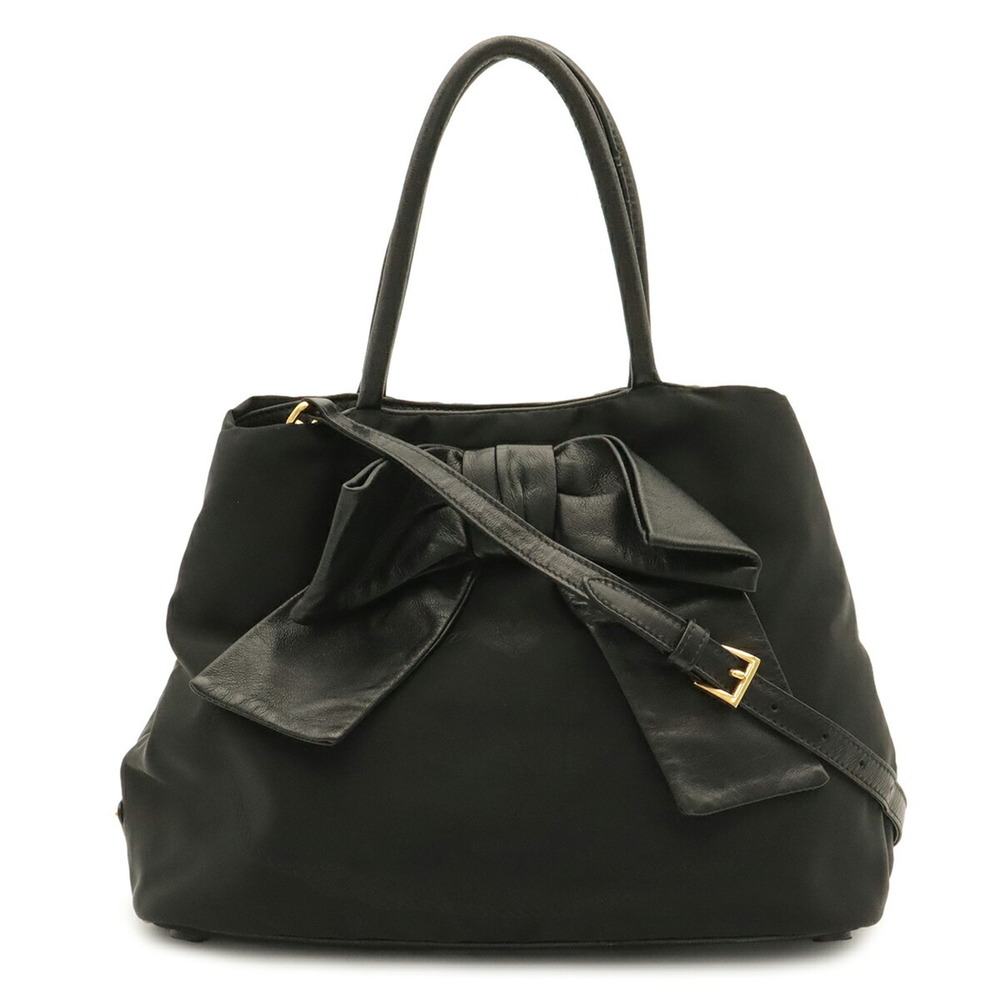 PRADA Jacquard Ribbon Handbag/Shoulder Bag, Nylon, Black (NERO), Purchased at...